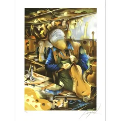 POULET Raymond - Lithographie originale "Les métiers : Le luthier" 54x75cm