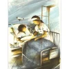 POULET Raymond - Lithographie originale "L'Infirmière" 37x27cm - 1984