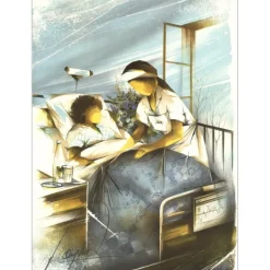 POULET Raymond - Lithographie originale "L'Infirmière" 37x27cm - 1984