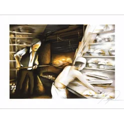 POULET Raymond - Lithographie originale "Les métiers : Le boulanger" 54x75cm