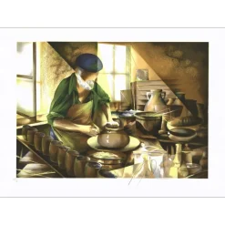 POULET Raymond - Lithographie originale "Les métiers : Le potier" 54x75cm