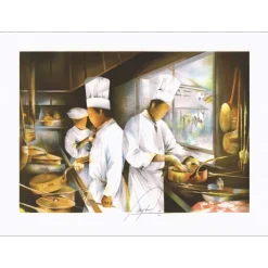 POULET Raymond - Lithographie originale "Les métiers : Le cuisinier" 54x75cm