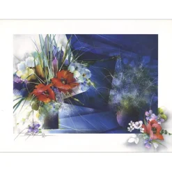 POULET Raymond - Lithographie originale "Bouquet de fleurs" 56x76cm