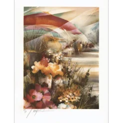 POULET Raymond - Lithographie originale "Paysage" 75x54cm