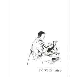 POULET Raymond - Lithographie originale "Le Vétérinaire" 37x27cm - 1984