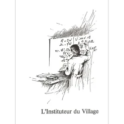 POULET Raymond - Lithographie originale "L'Instituteur du Village" 37x27cm - 1984