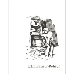 POULET Raymond - Lithographie originale "L'Imprimeur-Relieur" 37x27cm - 1984
