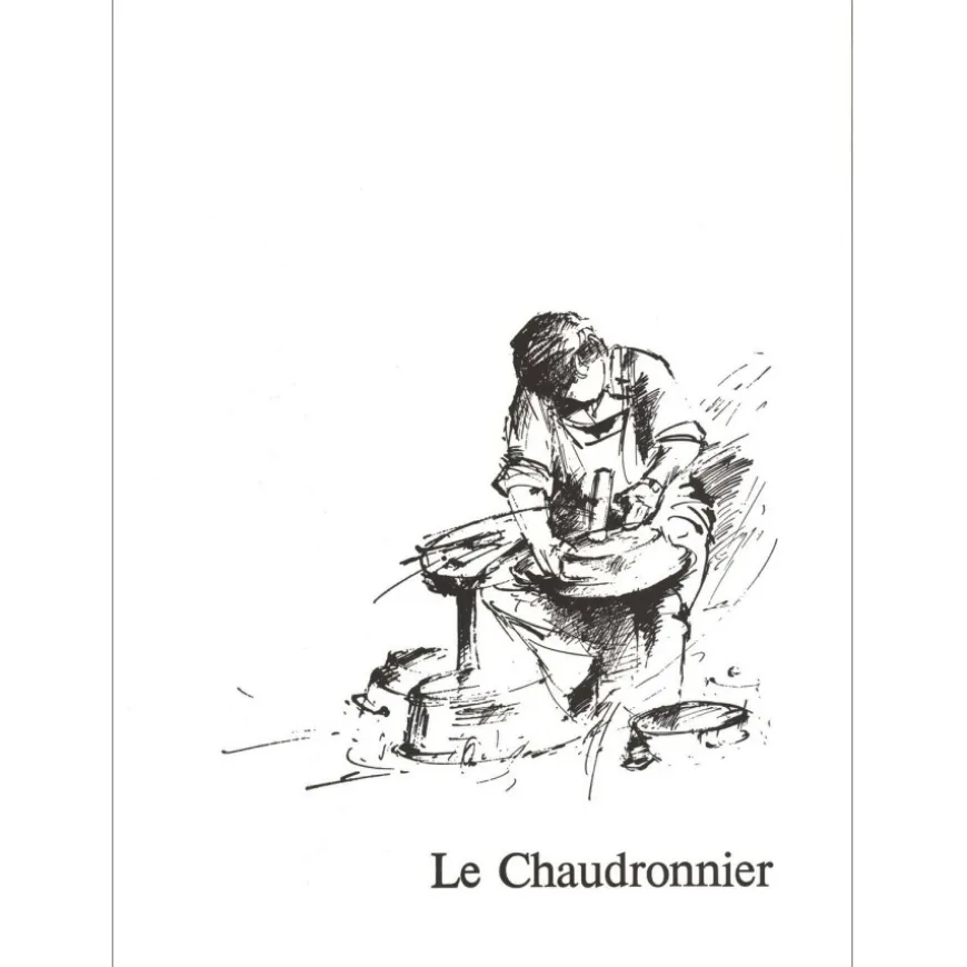 POULET Raymond - Lithographie originale "Le Chaudronnier" 37x27cm - 1984
