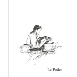 POULET Raymond - Lithographie originale "Le Potier" 37x27cm - 1984