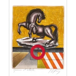 PRIKING Franz - Lithographie originale "Après l'orage, Cheval cabré" 76x54cm - 1972
