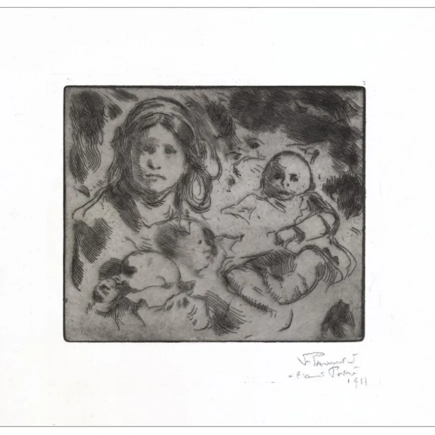PROUVÉ Victor - Gravure originale "Marianne ou le Chaperon rouge" 28x37cm - 1911