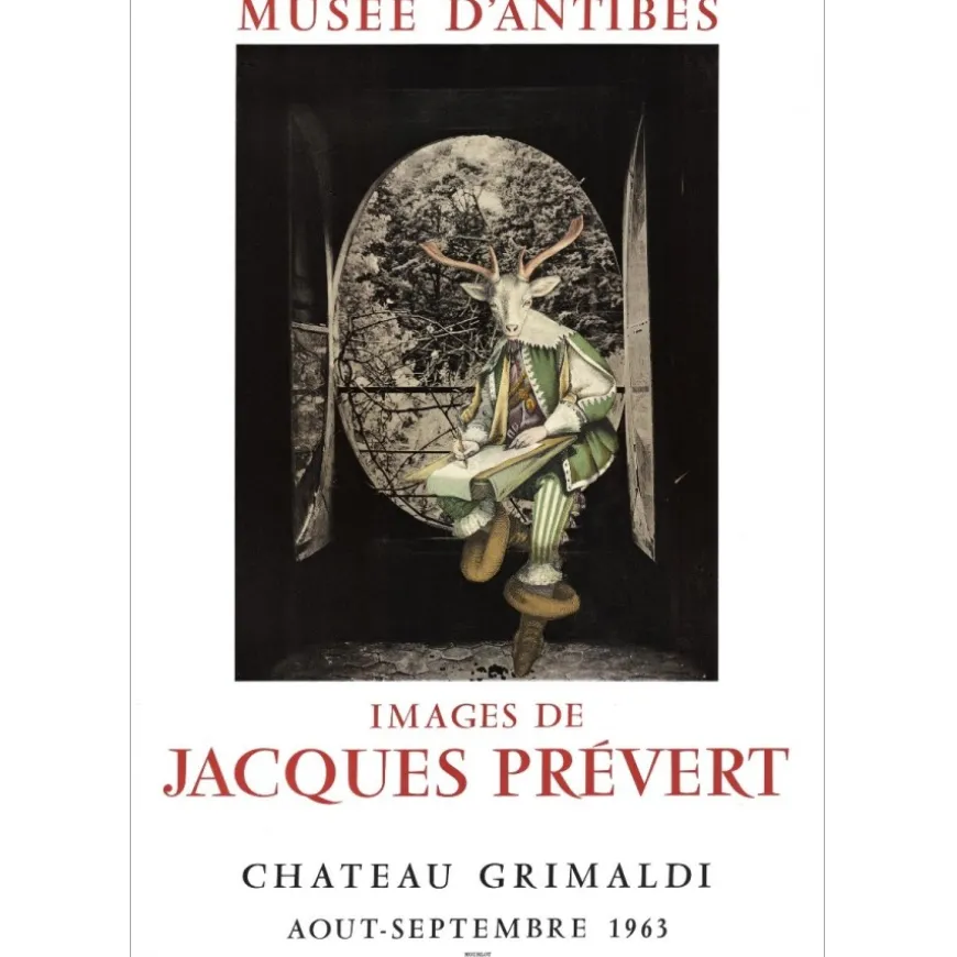 PRÉVERT Jacques - Lithographie "Exposition Château Grimaldi, Musée d'Antibes" 67x46cm - 1963