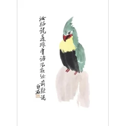 Qi Baishi - Gravure originale "Le Perroquet" 56x38cm - 1950