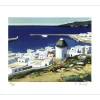 QUILICI Jean-Claude - Lithographie originale "Sur les hauteurs de Mykonos" 37x45cm