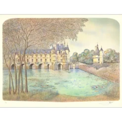 RAFFLEWSKI Rolf - Lithographie originale "Château de Chenonceau" 54x75cm - Ex 1/250