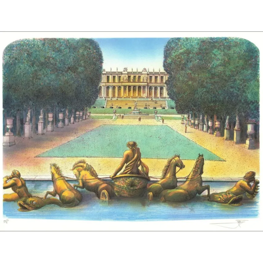 RAFFLEWSKI Rolf - Lithographie originale "Château de Versailles, le bassin d’Apollon" 54x75cm