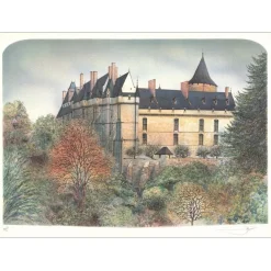 RAFFLEWSKI Rolf - Lithographie originale "Chateau de Chateaudun" 54x75cm