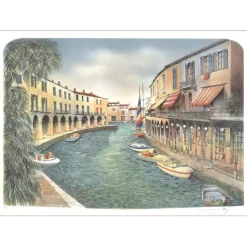 RAFFLEWSKI Rolf - Lithographie originale "Port-Grimaud" 54x75cm