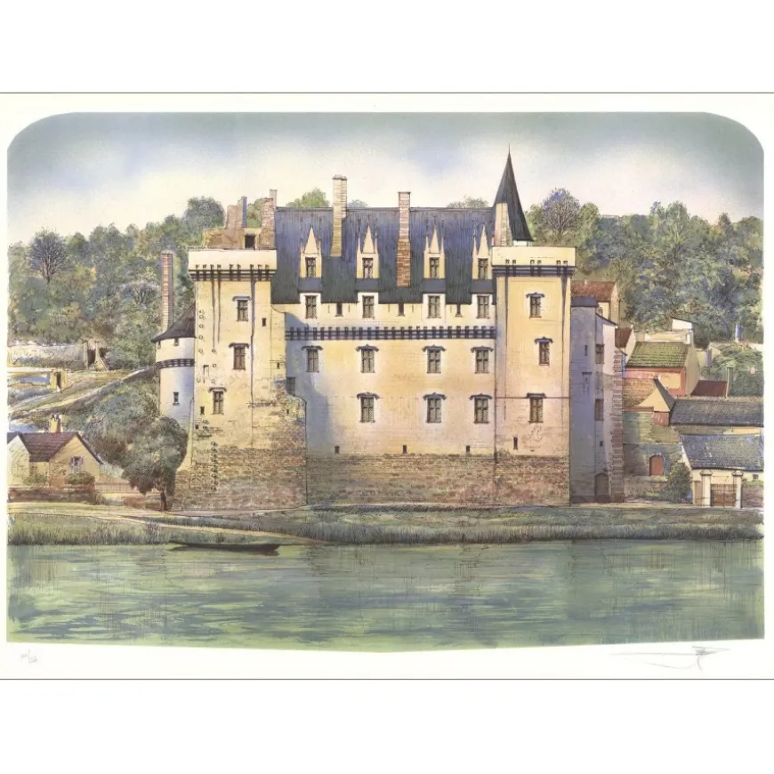 RAFFLEWSKI Rolf - Lithographie originale "Chateau de la Loire 01" 54x75cm
