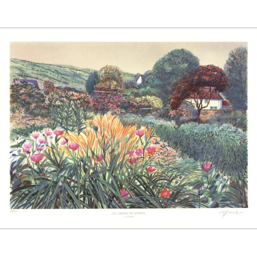 RAFFLEWSKI Rolf - Lithographie originale "Jardins de Giverny, L'atelier" 56x76cm