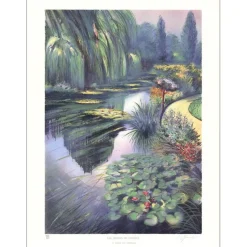 RAFFLEWSKI Rolf - Lithographie originale "Jardins de Giverny, Le bassin aux nymphéas" 76x56cm