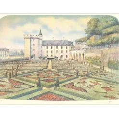 RAFFLEWSKI Rolf - Lithographie originale "Château de Villandry" 54x75cm - Ex 1/250