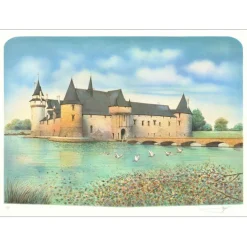 RAFFLEWSKI Rolf - Lithographie originale "Château du Plessis-Bourré" 54x75cm - Ex 1/250