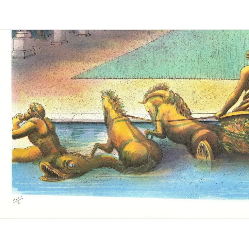 RAFFLEWSKI Rolf - Lithographie originale "Château de Versailles, le bassin d’Apollon" 54x75cm