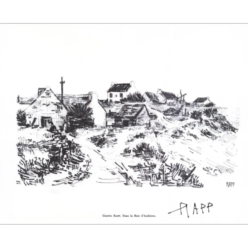 RAPP Ginette - Lithographie signée au crayon "Dans la baie d'audierne" 27x21cm - 1961
