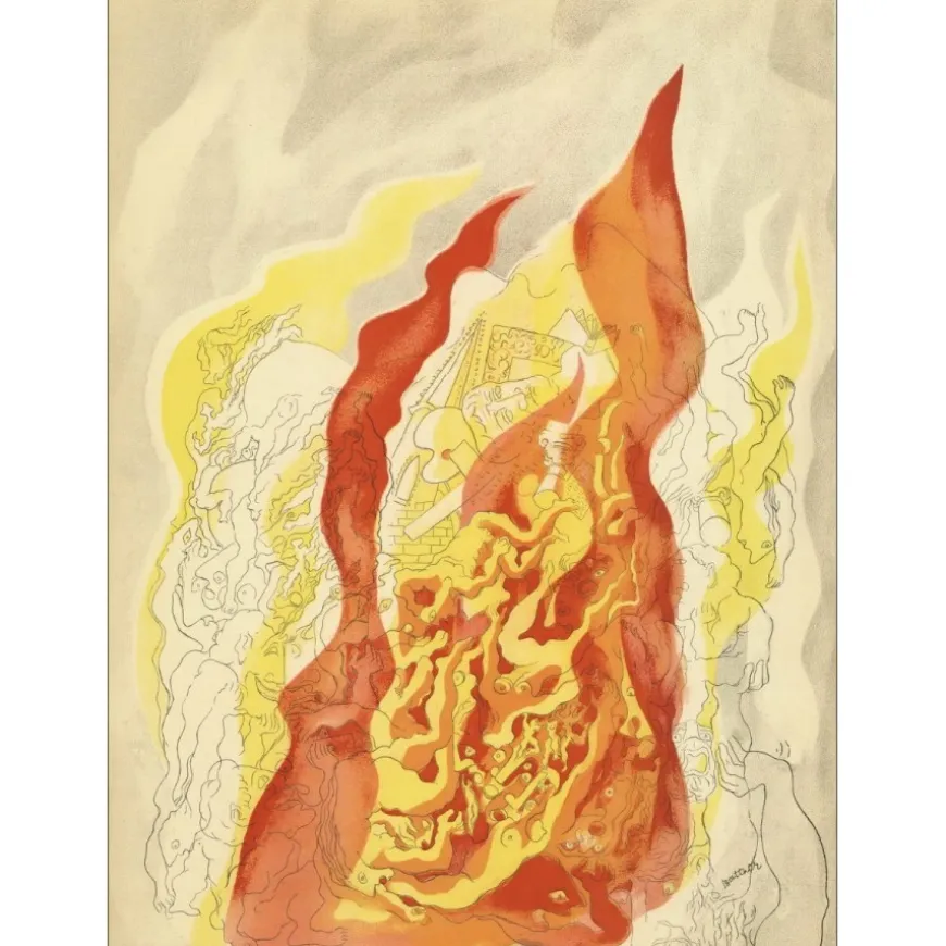 RATTNER Abraham - Lithographie originale "Composition, le feu" 35x26cm - 1937