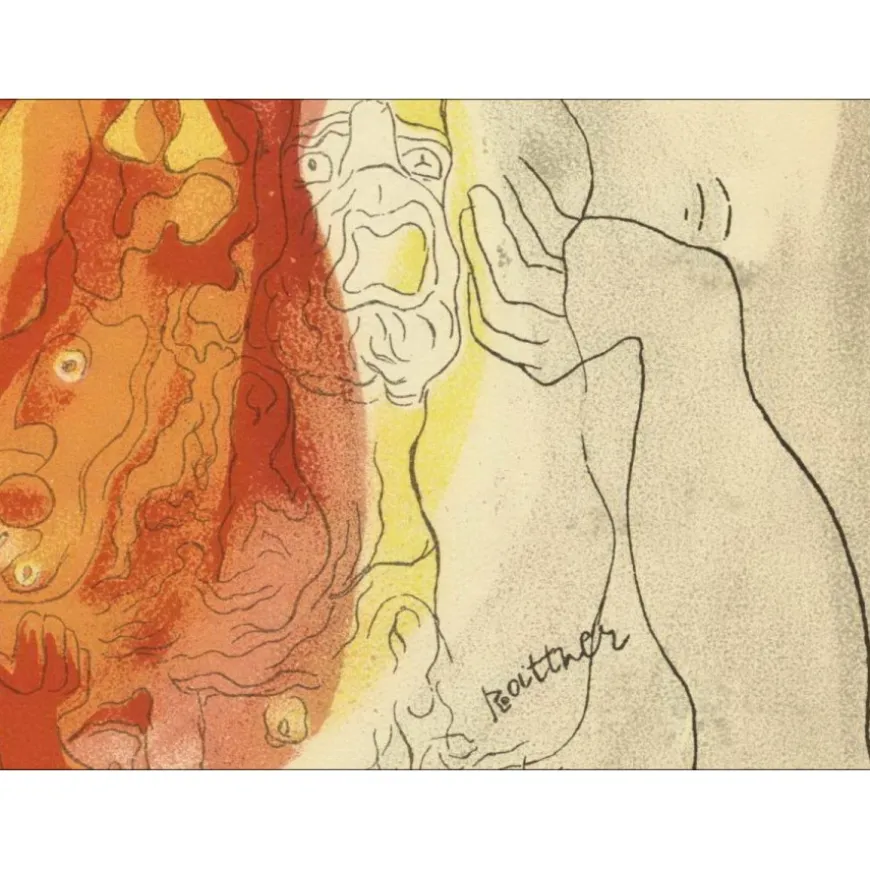RATTNER Abraham - Lithographie originale "Composition, le feu" 35x26cm - 1937