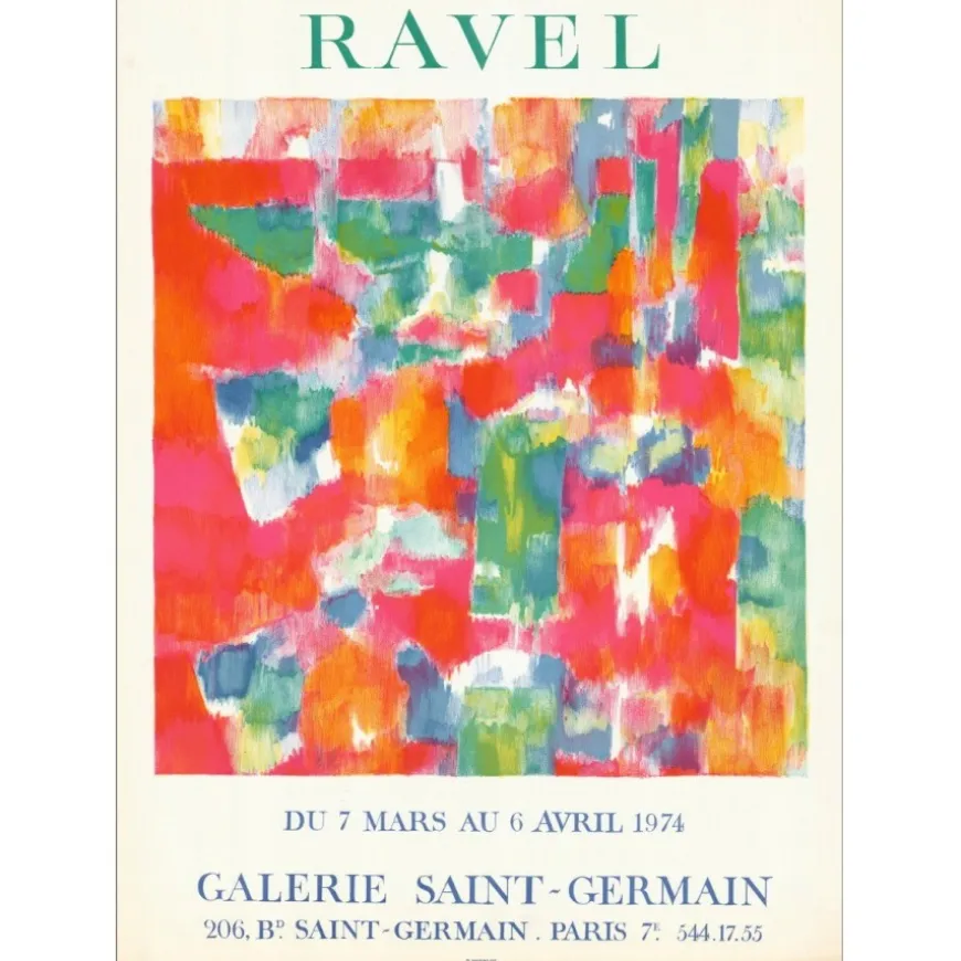 RAVEL Daniel - Affiche Lithographique "Exposition Galerie Saint-Germain, Paris" 71x51cm - 1974