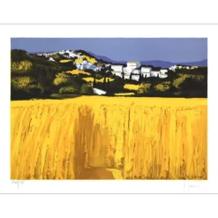 REAULT Patrick - Lithographie originale "Le Champ de Blés" 30x40cm