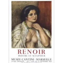 RENOIR Auguste - Lithographie "Exposition Musée Cantini, Marseille" 75x52cm - 1963