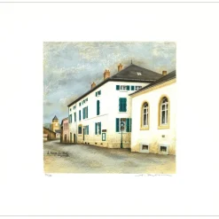 RENOUX André - Lithographie originale "Le Manoir du Mad" 44x46cm