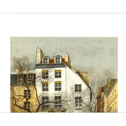 RENOUX André - Lithographie originale "Rue Parisienne" 65x48cm - 1976