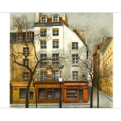 RENOUX André - Lithographie originale "Rue Parisienne" 65x48cm - 1976