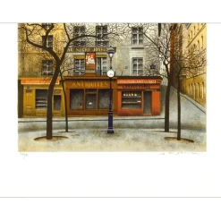 RENOUX André - Lithographie originale "Rue Parisienne" 65x48cm - 1976