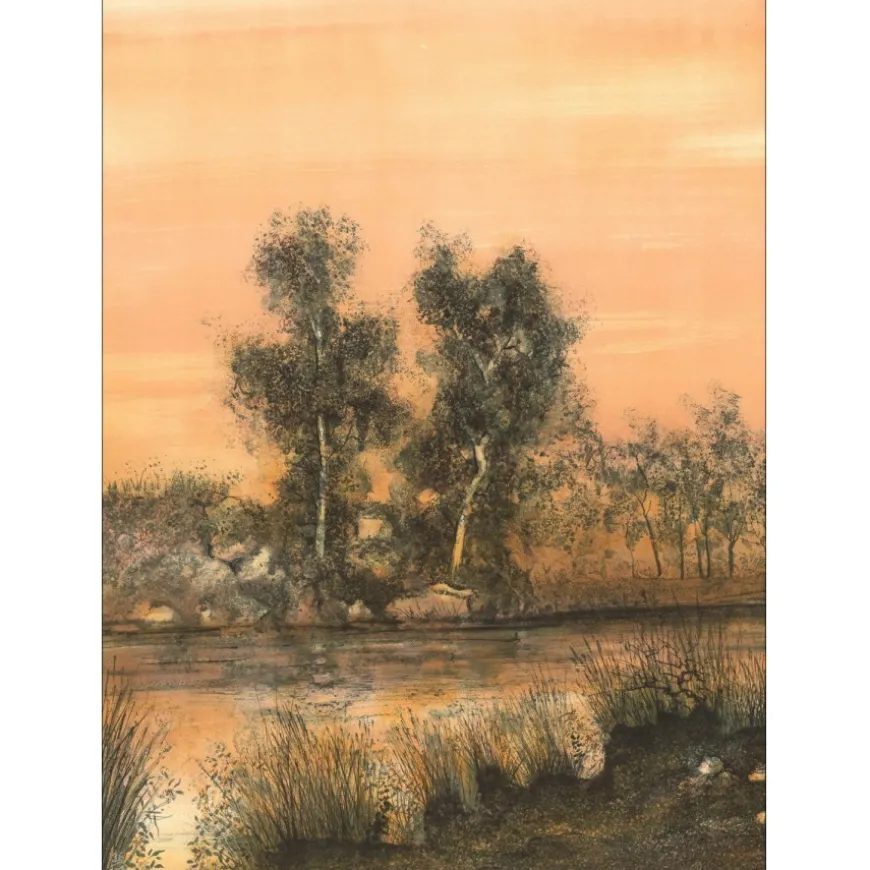 RIVERA Antonio - Lithographie originale "Bord de rivière" 75x53cm