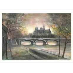 RIVERA Antonio - Lithographie originale "Paris, Notre dame" 54x75cm