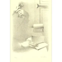 ROHNER Georges - Lithographie originale "Le lecteur" 51x33cm