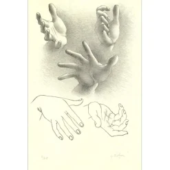 ROHNER Georges - Lithographie originale "Les mains" 51x33cm