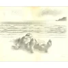ROHNER Georges - Lithographie originale "Homme sur la plage" 51x66cm