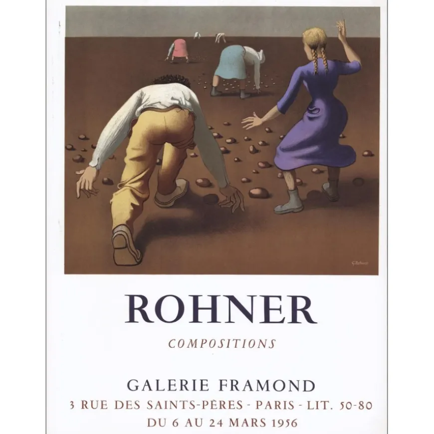 ROHNER Georges - Lithographie "Exposition Galerie Framond, Paris" 68x51cm - 1956