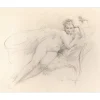 ROYER Henri-Paul - Dessin original "La Maja desnuda de Goya" 47x56cm