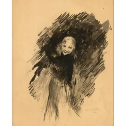 ROYER Henri-Paul - Dessin original "Portrait, d'après Bastien Lepage" 33x26 cm
