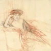 ROYER Henri-Paul - Dessin original "Élégante au divan" 41x42 cm