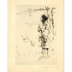 ROYER Henri-Paul - Gravure originale "Jeune fille" 36x28cm - 1er état 2/2