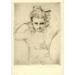ROYER Henri-Paul - Gravure originale "Portrait de jeune fille" 26x17cm  - 3eme état 1/1