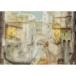 RUSCONI Tino - Huile sur toile "Sguardi inoiscreti - Regards indiscrets" 60x60cm